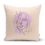 - Rh-K9384-Gorsel1 - Realhomes Özel Tasarım Kadın Silüetli Dijital Baskılı Modern Yastık Kırlent Kılıfı Realhomes