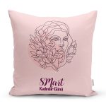 Özel Tasarım 8 Mart Kadın Silüetli Dijital Baskılı Modern Yastık Kırlent Kılıfı Realhomes