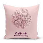 - Rh-K9385-2-Gorsel1 - Realhomes  Özel Tasarım 8 March Kadın Silüetli Dijital Baskılı Modern Yastık Kırlent Kılıfı Realhomes