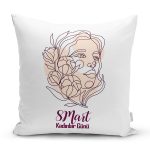 Özel Tasarım 8 Mart Kadın Silüetli Dijital Baskılı Modern Yastık Kırlent Kılıfı Realhomes