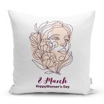 - Rh-K9386-2-Gorsel1 - Realhomes  Özel Tasarım 8 March Kadın Silüetli Dijital Baskılı Modern Yastık Kırlent Kılıfı Realhomes