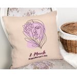 Özel Tasarım 8 March Kadın Silüetli Dijital Baskılı Modern Yastık Kırlent Kılıfı Realhomes