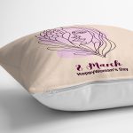 Özel Tasarım 8 March Kadın Silüetli Dijital Baskılı Modern Yastık Kırlent Kılıfı Realhomes