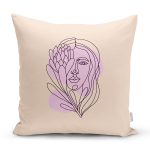 Özel Tasarım Kadın Silüetli Dijital Baskılı Modern Yastık Kırlent Kılıfı Realhomes