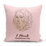 Özel Tasarım 8 March Kadın Silüetli Dijital Baskılı Modern Yastık Kırlent Kılıfı Realhomes