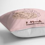 Özel Tasarım 8 March Kadın Silüetli Dijital Baskılı Modern Yastık Kırlent Kılıfı Realhomes