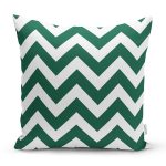 Yeşil Zizag Tasarımlı Dijital Baskılı Modern Yastık Kırlent Kılıfı Realhomes