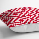 Kırmızı Geometrik Çizimli Dijital Baskılı Modern Yastık Kırlent Kılıfı Realhomes