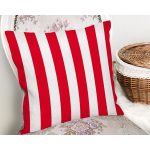 - Rh-K9403-Gorsel2 - Realhomes  Kırmızı Beyaz Düz Çizgi Tasarımlı Dijital Baskılı Dekoratif Yastık Kırlent Kılıfı Realhomes