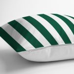 Yeşil Beyaz Düz Çizgi Tasarımlı Dijital Baskılı Modern Yastık Kırlent Kılıfı Realhomes