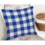 Lacivert Ekose Tasarımlı Dijital Baskılı Modern Yastık Kırlent Kılıfı Realhomes