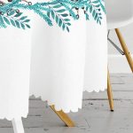 Mavi Çelenkli Sincap Motifli Dijital Baskılı Modern Yuvarlak Masa Örtüsü - Çap 140cm Realhomes