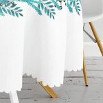 Mavi Çelenkli Eldiven Tasarımlı Dijital Baskılı Modern Yuvarlak Masa Örtüsü - Çap 140cm Realhomes