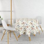- MasaYuv-10030-Gorsel2 - Realhomes Çiçek Çizimli Dijital Baskılı Yuvarlak Masa Örtüsü - Çap 140cm Realhomes