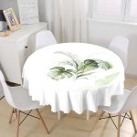 - MasaYuv-10051-Gorsel1 - Realhomes Yeşil Tropik Yaprak Motifli Dijital Baskılı Yuvarlak Masa Örtüsü - Çap 140cm Realhomes