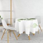 - MasaYuv-10051-Gorsel2 - Realhomes Yeşil Tropik Yaprak Motifli Dijital Baskılı Yuvarlak Masa Örtüsü - Çap 140cm Realhomes