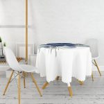 Pastel Mavi Gül Desenli Dijital Baskılı Yuvarlak Masa Örtüsü - Çap 140cm Realhomes