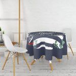 Lacivert Çizgili Happy New Year Motifli Dijital Baskılı Modern Yuvarlak Masa Örtüsü - Çap 140cm Realhomes