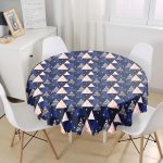 Lacivert Zemin Geometrik Üçgen Tasarımlı Dijital Baskılı Yuvarlak Masa Örtüsü - Çap 140cm Realhomes