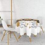 Çini Çizimli Guguklu Saat Motifli Dijital Baskılı Yuvarlak Masa Örtüsü - Çap 140cm Realhomes