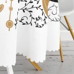 Çini Çizimli Guguklu Saat Motifli Dijital Baskılı Yuvarlak Masa Örtüsü - Çap 140cm Realhomes