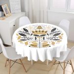 - MasaYuv-10138-Gorsel1 - Realhomes Mery Christmas Temalı Dijital Baskılı Modern Yuvarlak Masa Örtüsü - Çap 140cm Realhomes