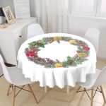 Özel Tasarım Christmas Temalı Dijital Baskılı Yuvarlak Masa Örtüsü - Çap 140cm Realhomes