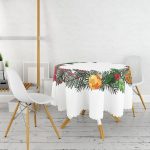 Özel Tasarım Christmas Temalı Dijital Baskılı Yuvarlak Masa Örtüsü - Çap 140cm Realhomes