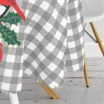 - MasaYuv-10204-Gorsel3 - Realhomes  Gri Ekose Zemin & Kırmızı Kuş Tasarımlı Dijital Baskılı Yuvarlak Masa Örtüsü - Çap 140cm Realhomes