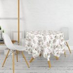 Flower & Çiçek Demetleri Özel Tasarım Dijital Baskılı Modern Yuvarlak Masa Örtüsü - Çap 140cm Realhomes