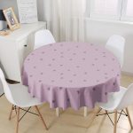 - MasaYuv-10223-Gorsel1 - Realhomes Mor Zemin Kalp Motifli Dijital Baskılı Modern Yuvarlak Masa Örtüsü - Çap 140cm Realhomes