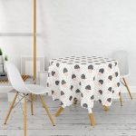 Krem Kumlama Zemin Kaktüs Tasarımlı Dijital Baskılı Modern Yuvarlak Masa Örtüsü - Çap 140cm Realhomes