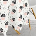 Krem Kumlama Zemin Kaktüs Tasarımlı Dijital Baskılı Modern Yuvarlak Masa Örtüsü - Çap 140cm Realhomes