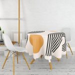 - MasaYuv-10240-Gorsel2 - Realhomes  Soyut Tarzda Güneş Tasarımlı Dijital Baskılı Yuvarlak Masa Örtüsü - Çap 140cm Realhomes