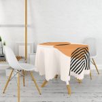 Soyut Tarzda Güneş Tasarımlı Dijital Baskılı Modern Yuvarlak Masa Örtüsü - Çap 140cm Realhomes