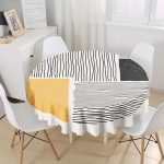 Soyut İlkel Desen Tasarımlı Dijital Baskılı Yuvarlak Masa Örtüsü - Çap 140cm Realhomes