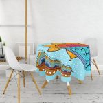 - MasaYuv-10255-Gorsel2 - Realhomes Etnik Desen Tasarımlı Dijital Baskılı Modern Yuvarlak Masa Örtüsü - Çap 140cm Realhomes