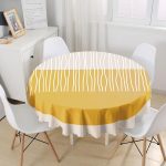 Çizgili Retro Tasarımlı Dijital Baskılı Yuvarlak Masa Örtüsü - Çap 140cm Realhomes