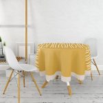 Çizgili Retro Tasarımlı Dijital Baskılı Yuvarlak Masa Örtüsü - Çap 140cm Realhomes