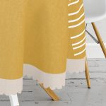 Çizgili Retro Tasarımlı Dijital Baskılı Yuvarlak Masa Örtüsü - Çap 140cm Realhomes