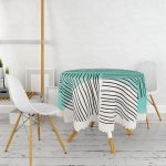 Soyut Tarzda Onedraw Çizimli Dijital Baskılı Modern Yuvarlak Masa Örtüsü - Çap 140cm Realhomes