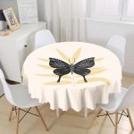 - MasaYuv-10288-Gorsel1 - Realhomes Kelebek Silüetli Özel Tasarım Dijital Baskılı Yuvarlak Masa Örtüsü - Çap 140cm Realhomes