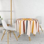 - MasaYuv-10293-Gorsel2 - Realhomes  Güneş ve Renkli Işınları Özel Tasarım Dijital Baskılı Modern Yuvarlak Masa Örtüsü - Çap 140cm Realhomes