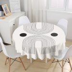 - MasaYuv-10306-Gorsel1 - Realhomes  Soyut Tarzda Onedraw Çizimli Dijital Baskılı Yuvarlak Masa Örtüsü - Çap 140cm Realhomes