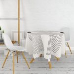 - MasaYuv-10306-Gorsel2 - Realhomes  Soyut Tarzda Onedraw Çizimli Dijital Baskılı Yuvarlak Masa Örtüsü - Çap 140cm Realhomes