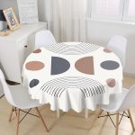 Soyut Tarzda Onedraw Çizimli Dijital Baskılı Modern Yuvarlak Masa Örtüsü - Çap 140cm Realhomes