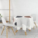 Soyut Tarzda Onedraw Çizimli Dijital Baskılı Modern Yuvarlak Masa Örtüsü - Çap 140cm Realhomes