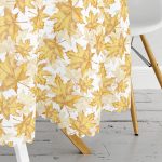 Gold Yaprak Motifli Dijital Baskılı Modern Yuvarlak Masa Örtüsü - Çap 140cm Realhomes