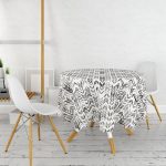 İskandinav Desenli Etnik Tasarımlı Dijital Baskılı Modern Yuvarlak Masa Örtüsü - Çap 140cm Realhomes