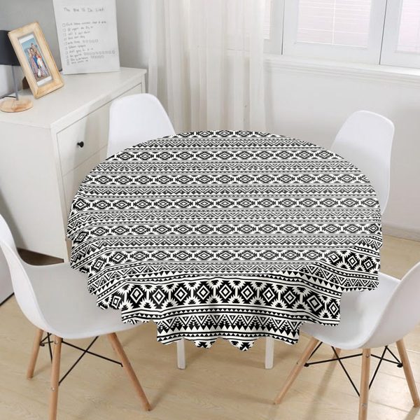 - MasaYuv-10329-Gorsel1 - Realhomes  Yavru Ağzı Puantiyeli Dijital Baskılı Yuvarlak Masa Örtüsü - Çap 140cm Realhomes